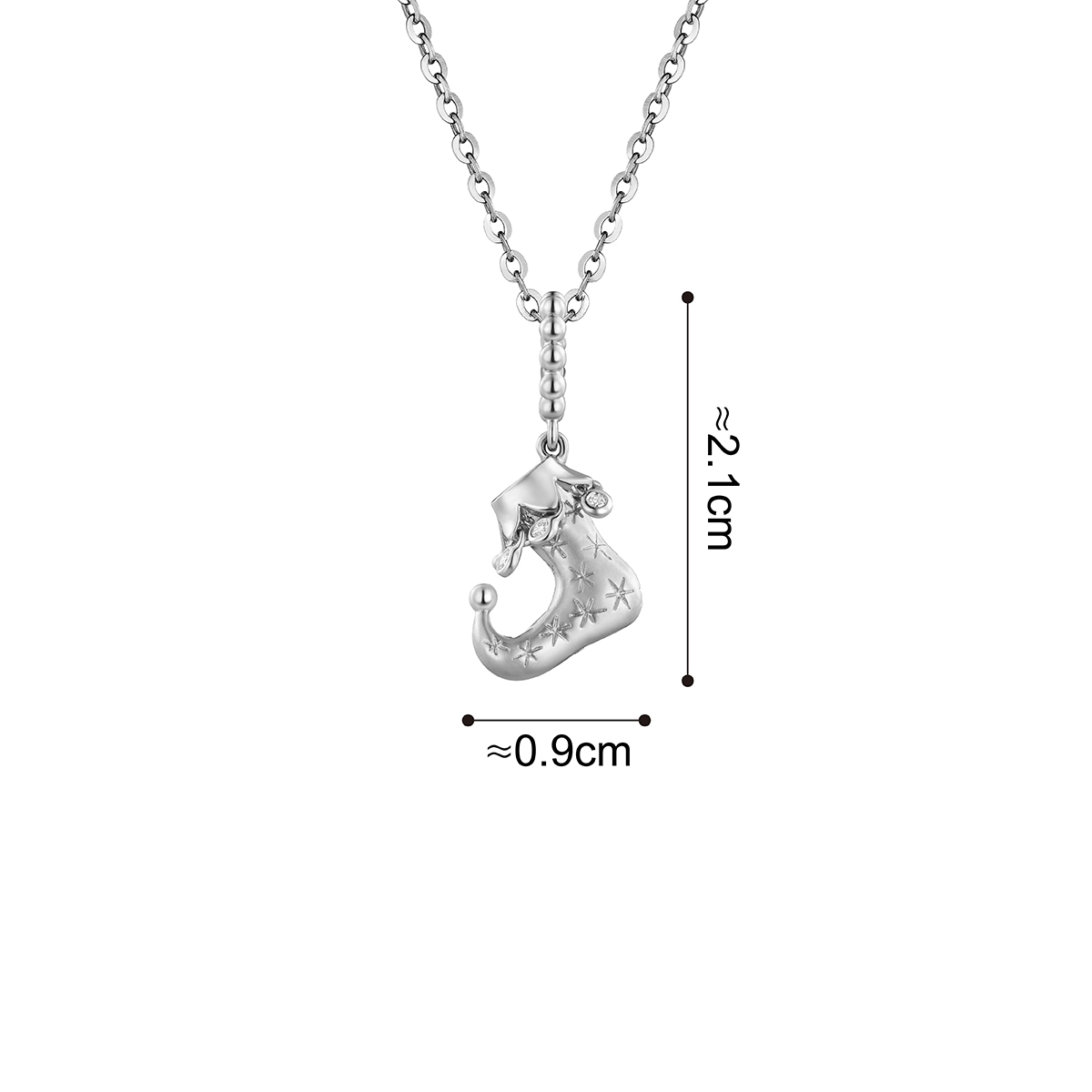 六福珠寶18K金串飾 - "奇幻小靴"18K金(白色)鑽石串飾