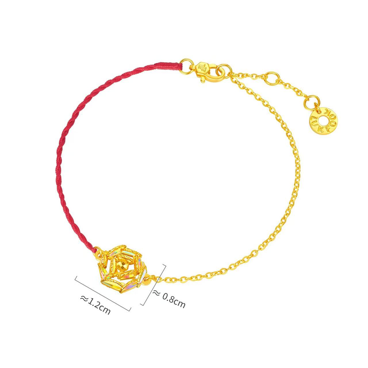 六福珠寶黃金手鏈 - “冰‧鑽玫瑰”999足金手鏈