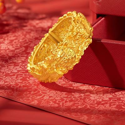 六福珠宝黄金手镯 - "囍事连连"999.9黄金手镯