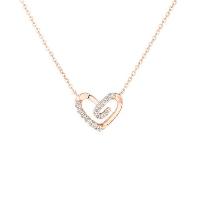 六福珠寶18K金頸鏈 - “愛的迴紋”18K玫瑰金鑽石頸鏈