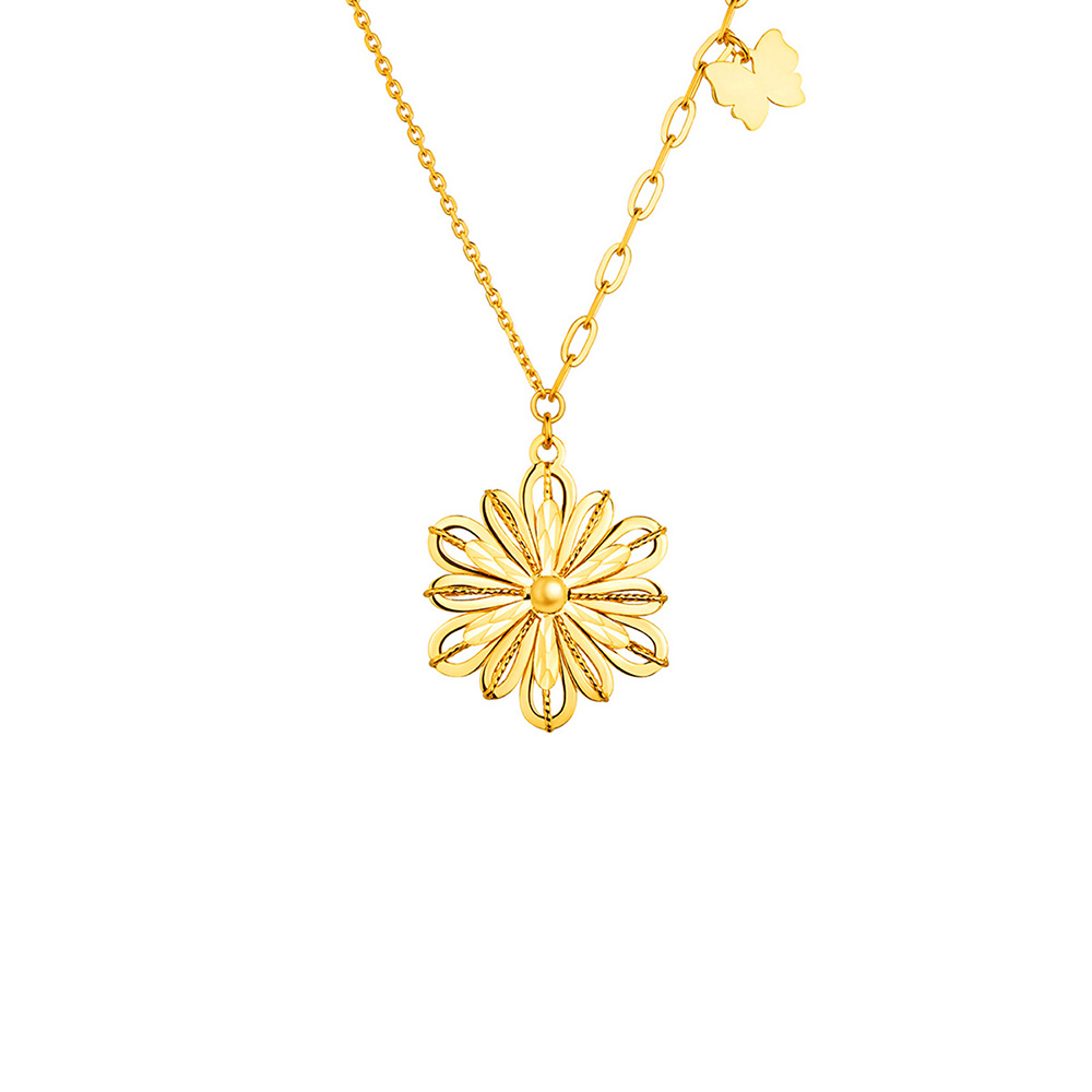 $t('六福珠寶')黃金頸鏈 - 【LISTING CLOSED】"戀花"990黃金頸鏈