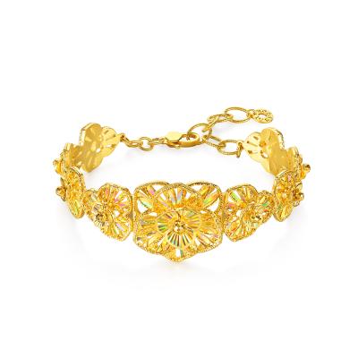 六福珠寶黃金手鐲 - “冰‧鑽美堇"999足金手鐲