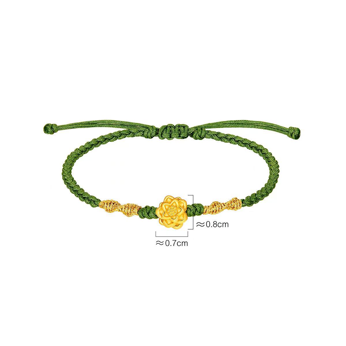 六福珠寶黃金串飾 - “小蓮花”999足金串飾連手繩