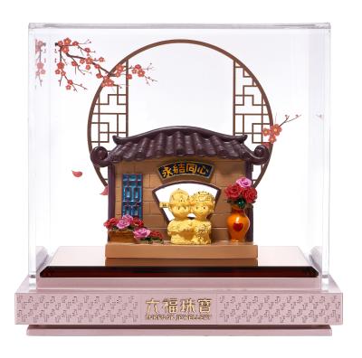 六福珠寶黃金擺件 - “花球情人”999足金擺件