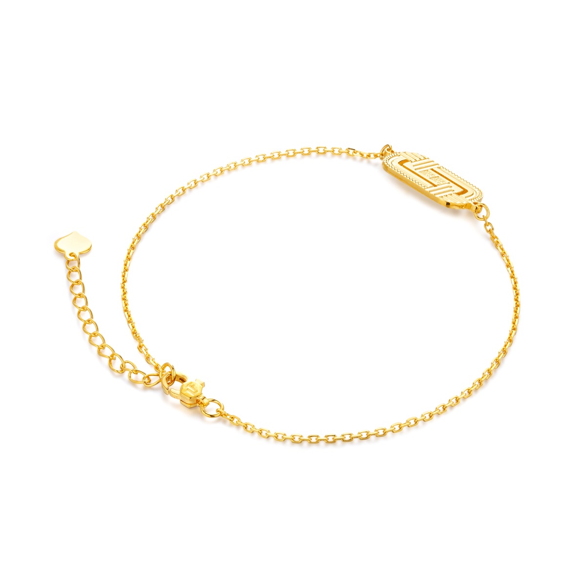 六福珠寶黃金手鏈 - "福慧雙修"福字990黃金手鏈