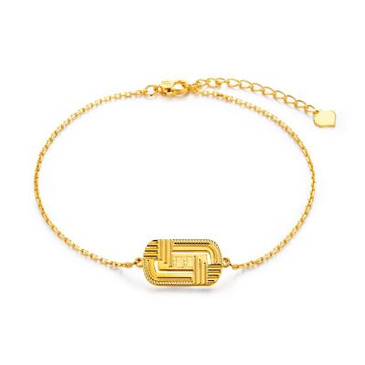 六福珠寶黃金手鏈 - "福慧雙修"福字990黃金手鏈