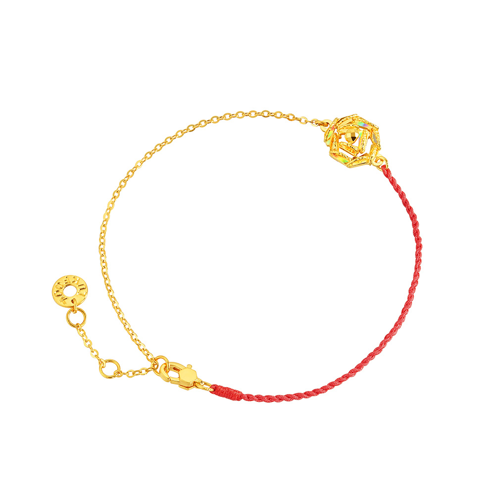 六福珠寶黃金手鏈 - “冰‧鑽玫瑰”999足金手鏈