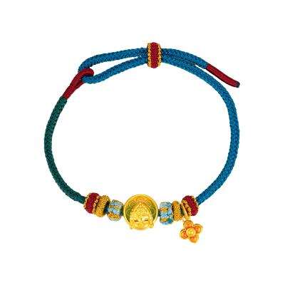 六福珠寶黃金串飾 - "潮趣佛"999足金串飾連手繩