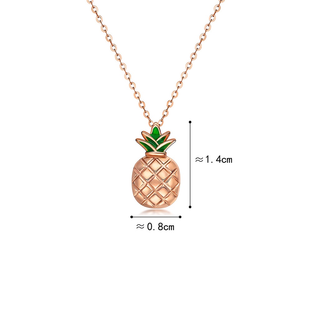 六福珠寶18K金頸鏈 - "黑鳳梨"18K玫瑰金黑玉髓琺瑯頸鏈