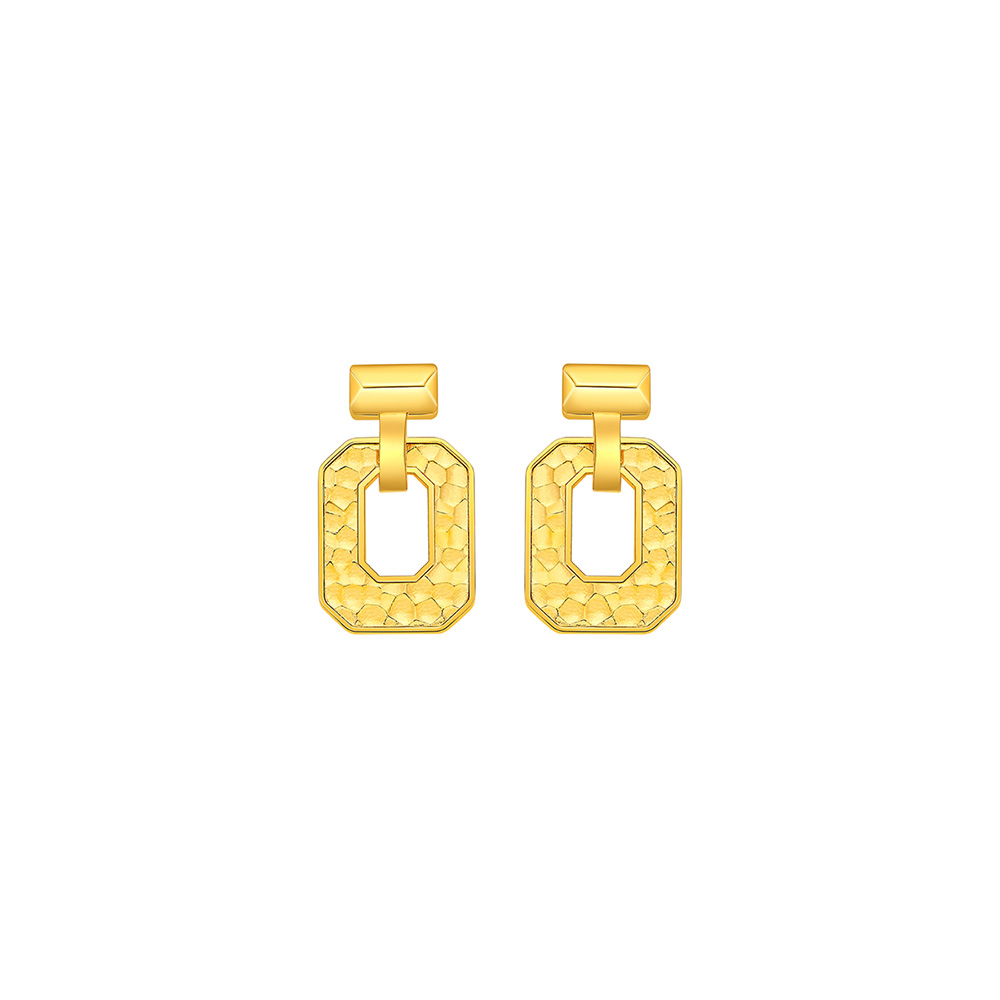 六福珠寶黃金耳環 - "幽香小瓶"990黃金耳環