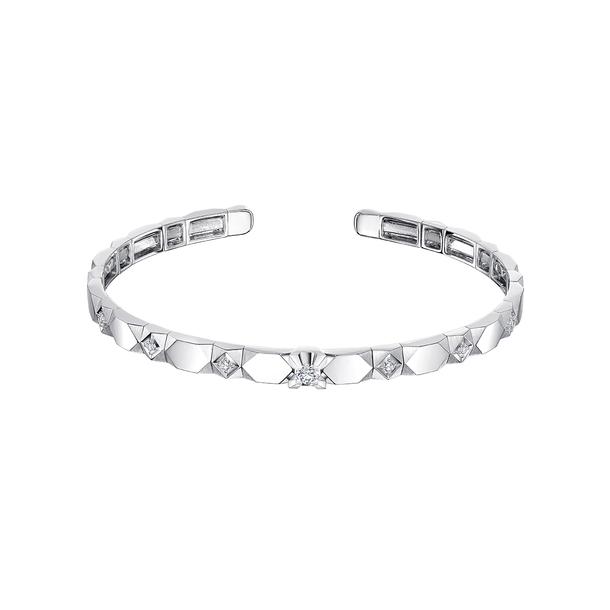 六福珠寶18K金手鐲 - “璀璨軌跡”18K金(白色)鑽石手鐲