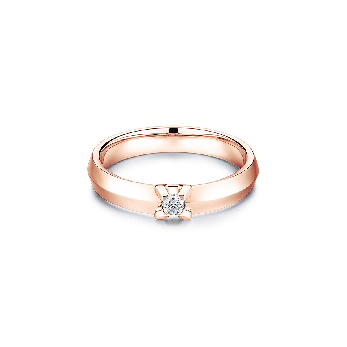 六福珠寶18K金對戒 - “Hexicon”18K玫瑰金劍脊戒臂鑽石戒指(女戒)