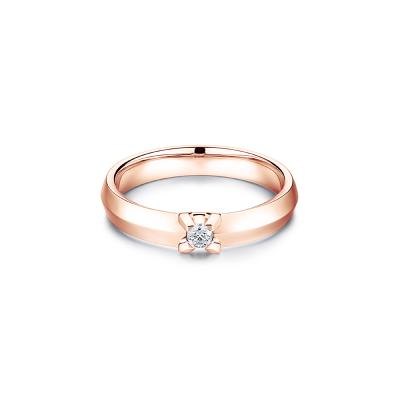 六福珠寶18K金對戒 - “Hexicon”18K玫瑰金劍脊戒臂鑽石戒指(女戒)