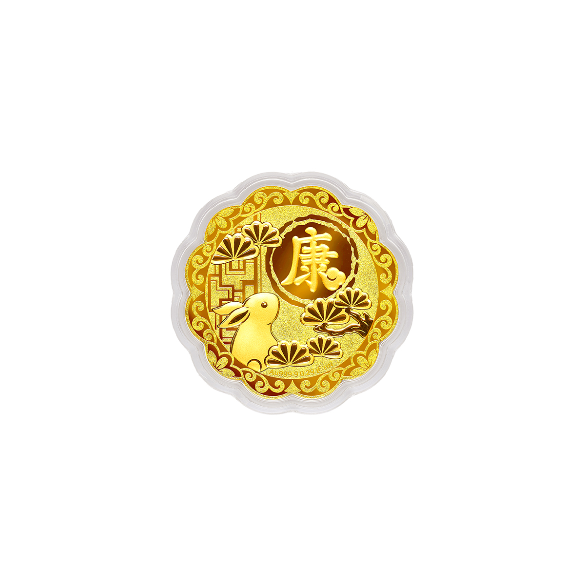 六福珠寶黃金工藝品 - "長樂安康"七星伴月999.9黃金工藝品