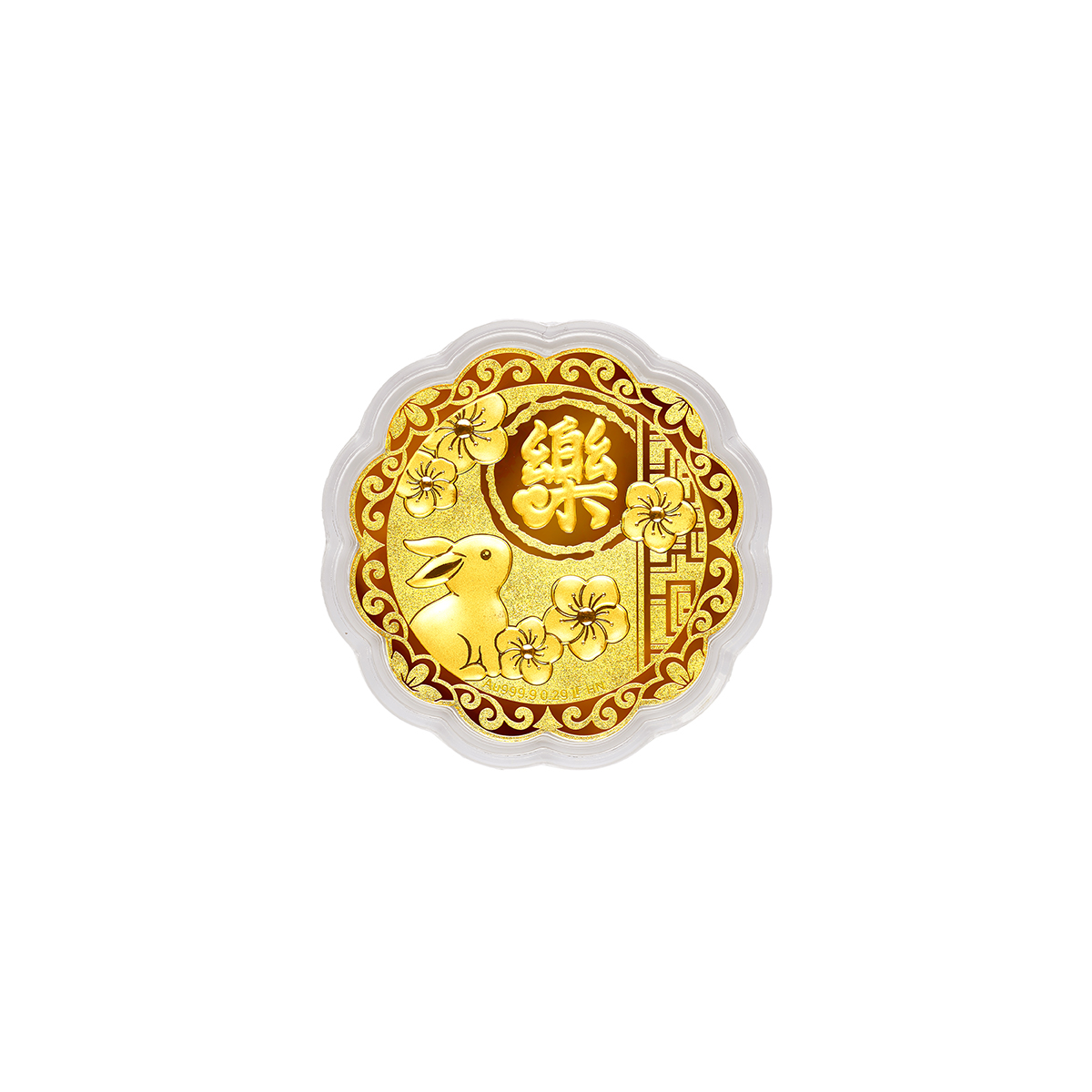 六福珠寶黃金工藝品 - "知足常樂"七星伴月999.9黃金工藝品