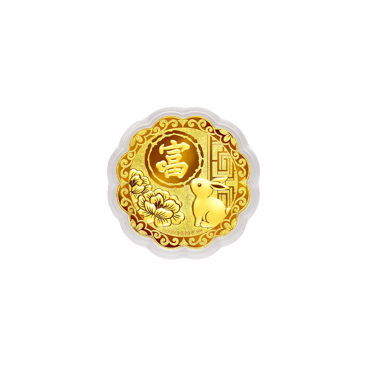 六福珠寶黃金工藝品 - "富貴榮華"七星伴月999.9黃金工藝品