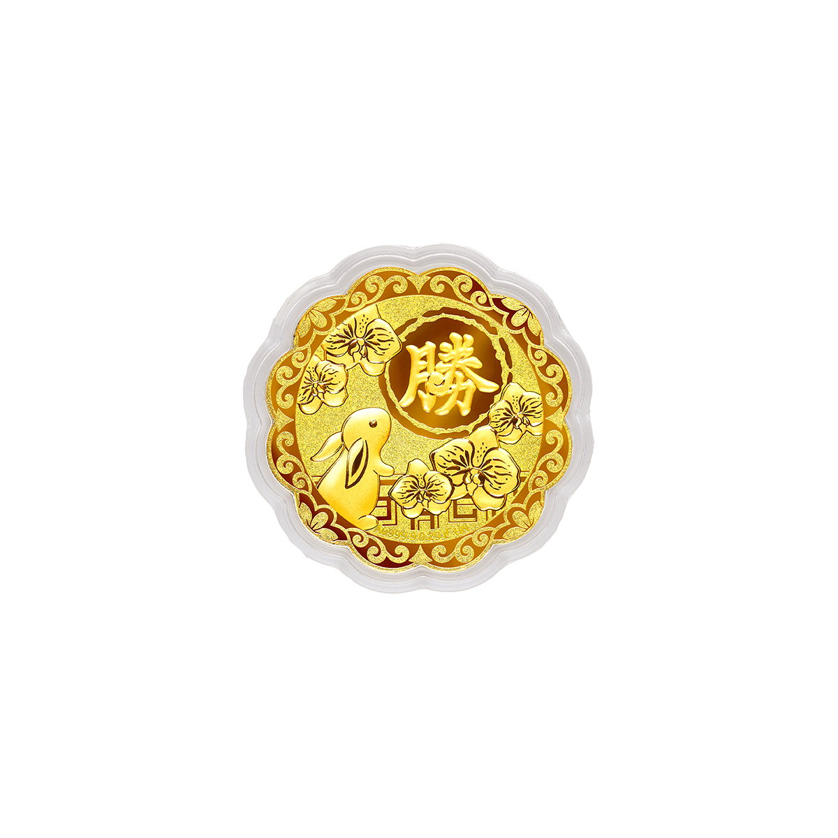 六福珠寶黃金工藝品 - "福至勝來"七星伴月999.9黃金工藝品