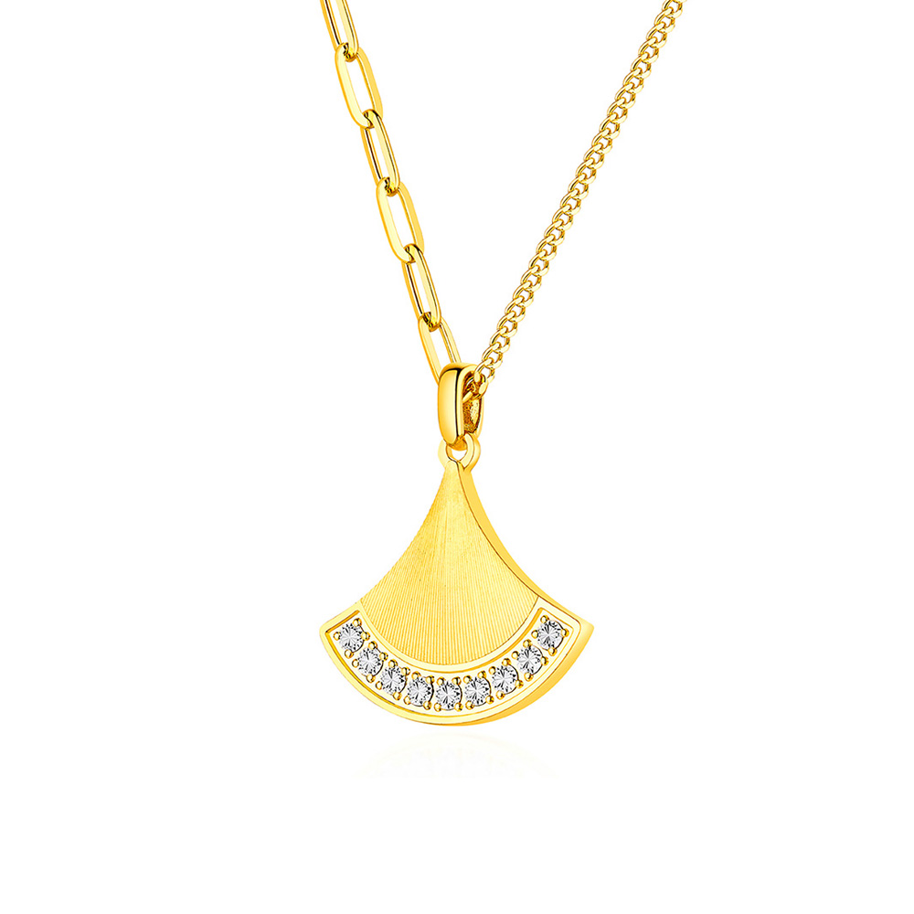 六福珠寶黃金頸鏈 - "流閃幻影"999足金頸鏈(米字車花切割工藝)