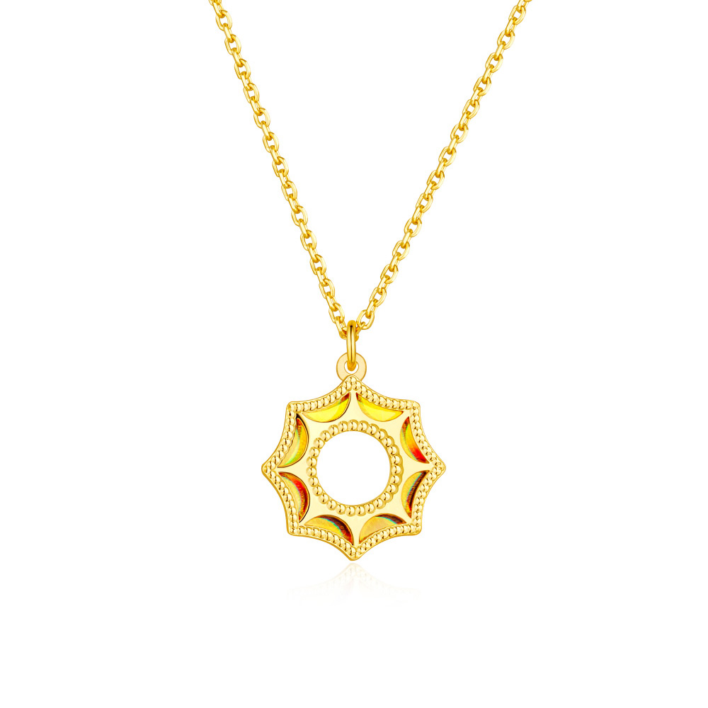 六福珠寶黃金頸鏈 - "耀出彩虹"990黃金頸鏈(炫彩工藝)