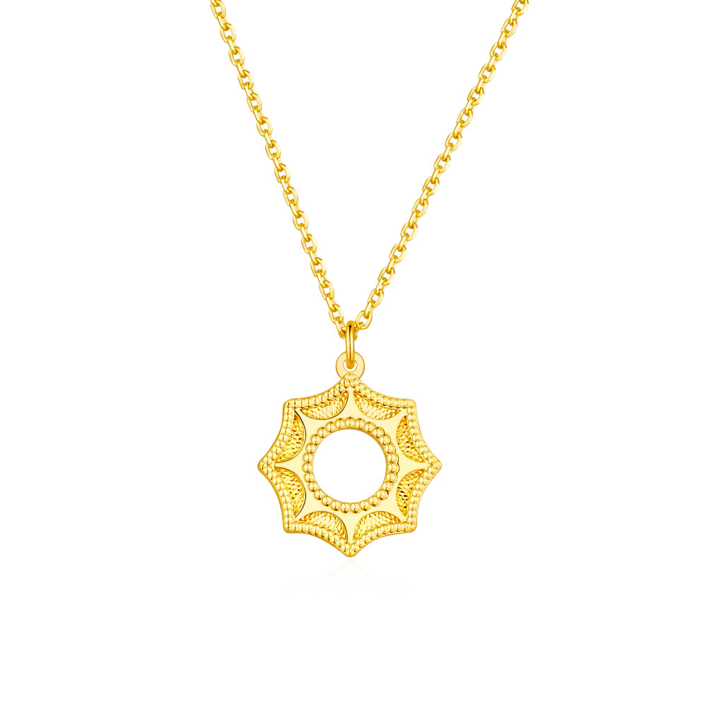 六福珠寶黃金頸鏈 - "耀出彩虹"990黃金頸鏈(炫彩工藝)