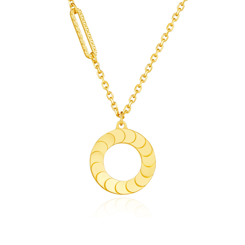 六福珠寶黃金頸鏈 - "耀出彩虹"圓環造型990黃金頸鏈(炫彩工藝)