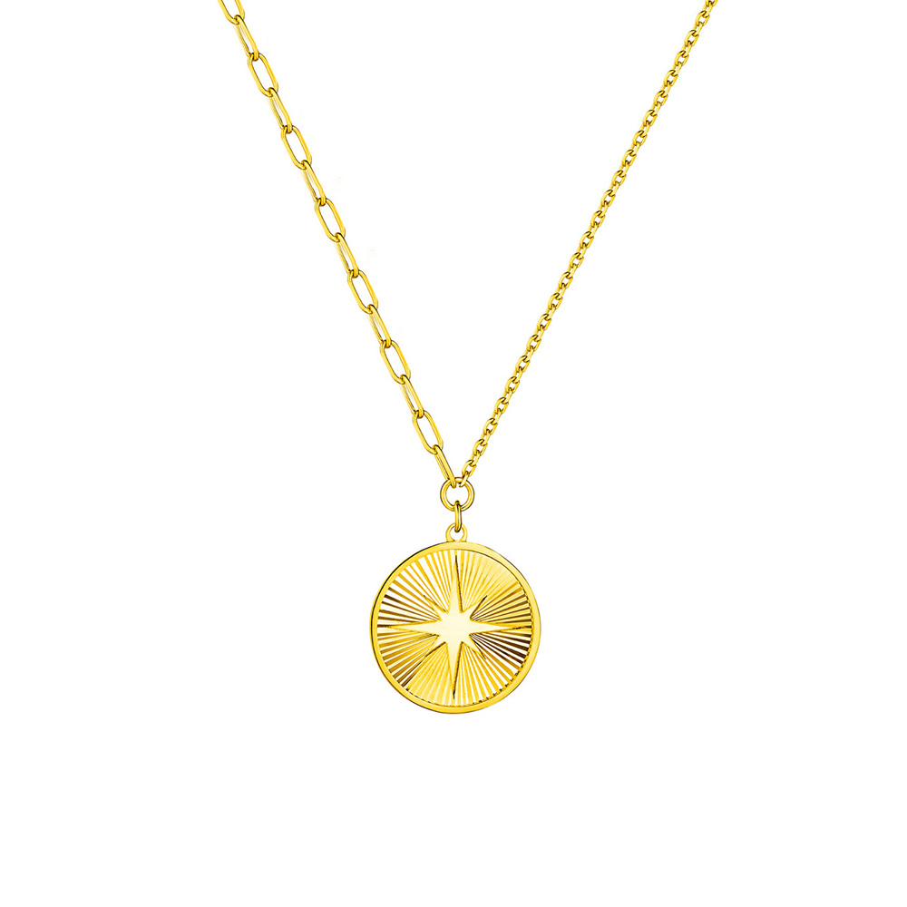 六福珠寶黃金頸鏈 - "八芒星光"990黃金頸鏈