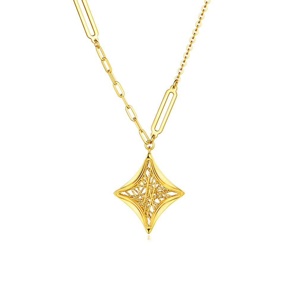 六福珠寶黃金頸鏈 - "奢耀星芒"990黃金頸鏈