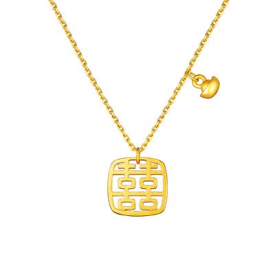 六福珠寶黃金頸鏈 - "小方喜"999.9黃金頸鏈