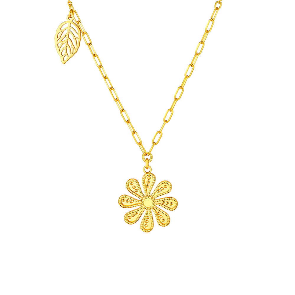 六福珠寶黃金頸鏈 - "小雛菊"990黃金頸鏈