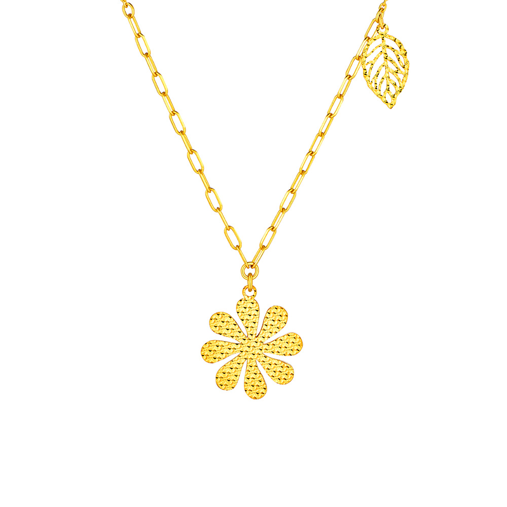 六福珠寶黃金頸鏈 - "小雛菊"990黃金頸鏈
