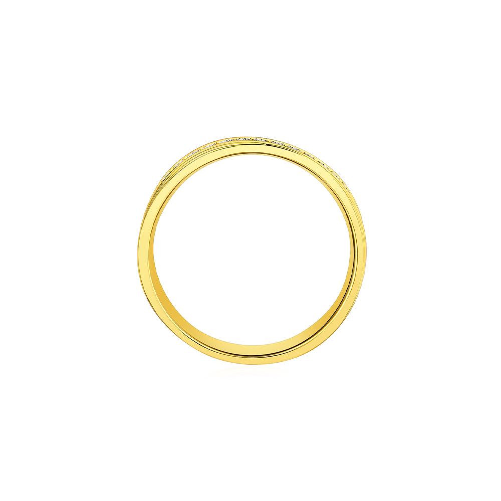 六福珠寶黃金對戒 - "流閃幻影"999足金對戒(女戒)(米字車花切割工藝)