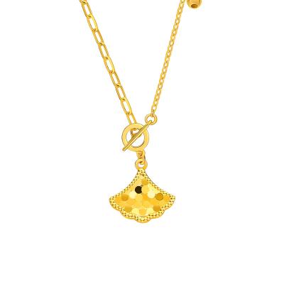 六福珠寶黃金頸鏈 - "幸福感應"扇形990黃金頸鏈