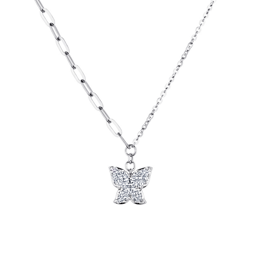 六福珠寶18K金頸鏈 - 蝴蝶造型18K金鑽石頸鏈–多色選擇