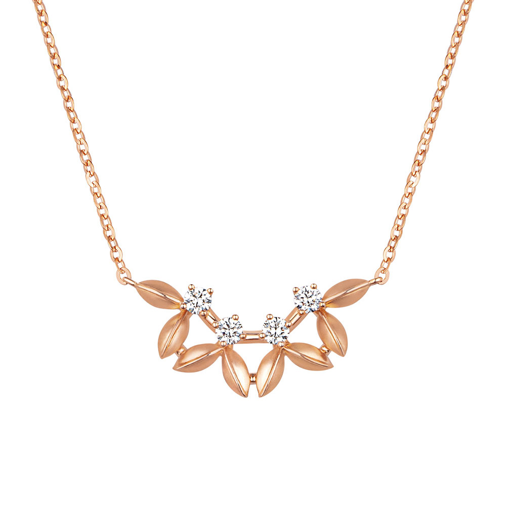 六福珠寶18K金頸鏈 - "幸運穀粒"18K金鑽石頸鏈–多色選擇