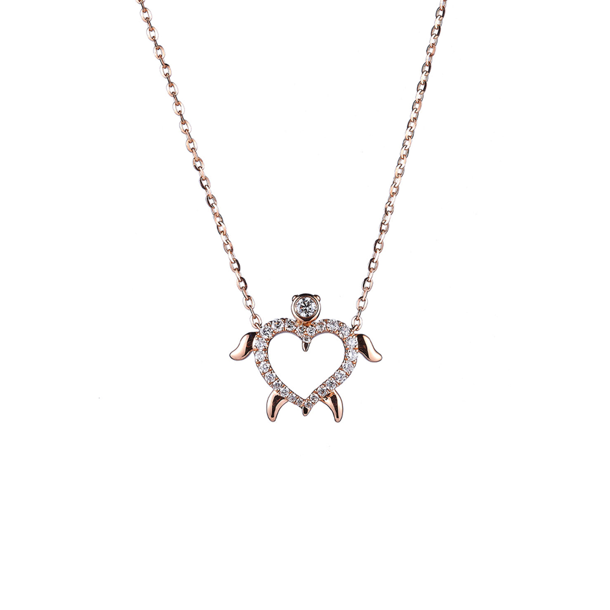 六福珠寶18K金頸鏈 - "覓愛-烏龜"18K金鑽石頸鏈 – 多色選擇