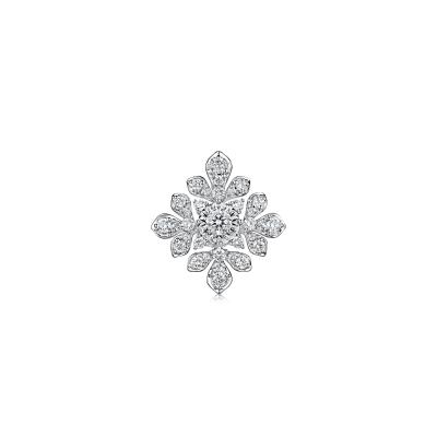 六福珠寶18K金吊墜 - "繁花傾綻"18K金(白色)鑽石吊墜