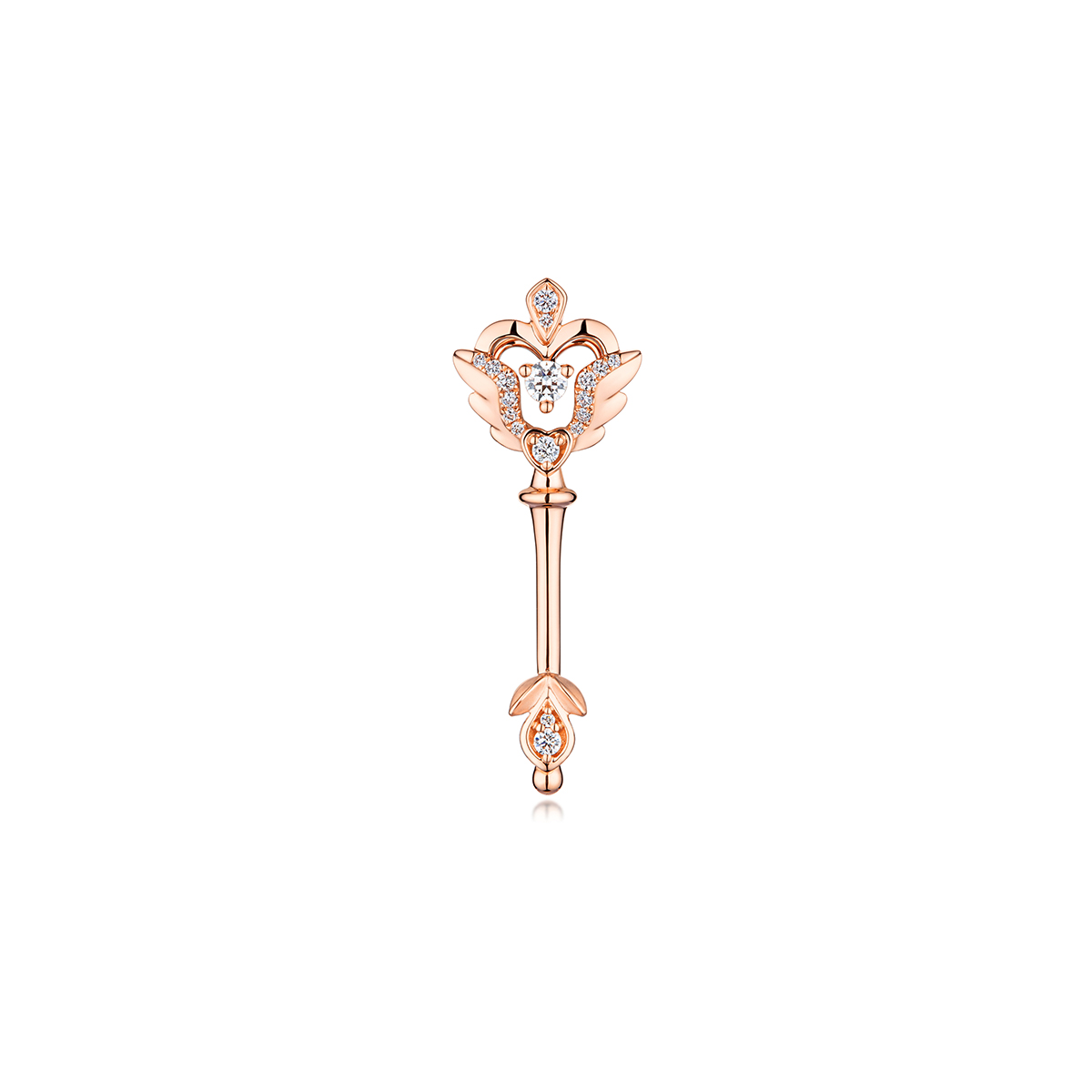 六福珠寶18K金吊墜 - “少女的魔法棒”18K玫瑰金鑽石吊墜