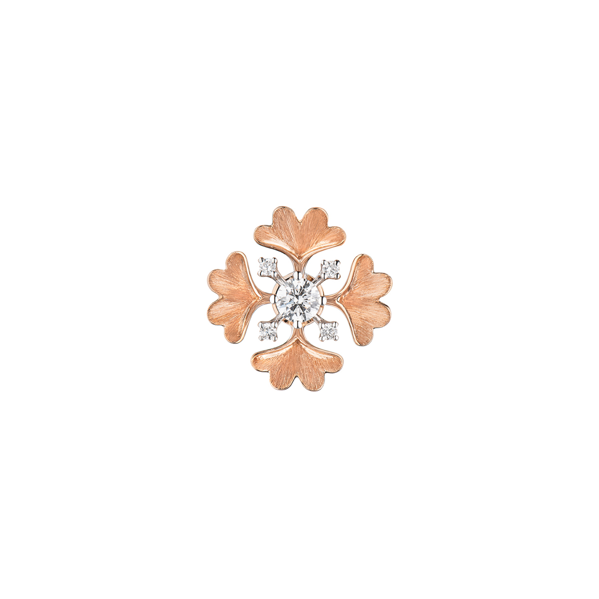 六福珠寶18K金吊墜 - "銀杏葉"18K金(分色)鑽石吊墜