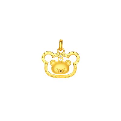 六福珠寶黃金吊墜 - "小熊頭像"Goldstyle•X999足金鑽石吊墜