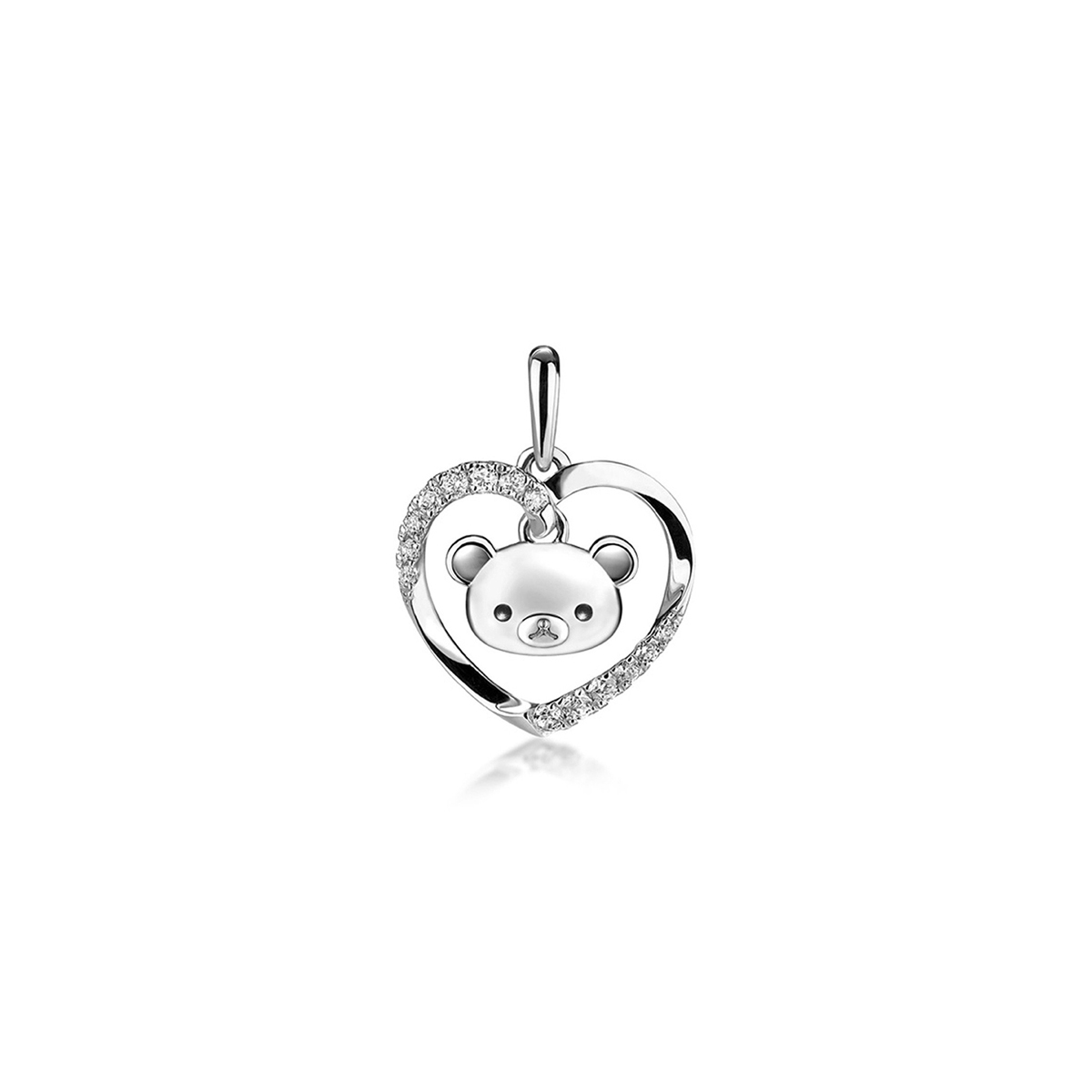 $t('六福珠寶')18K金吊墜 - 【LISTING CLOSED】"心中有熊"18K金(白色)鑽石吊墜