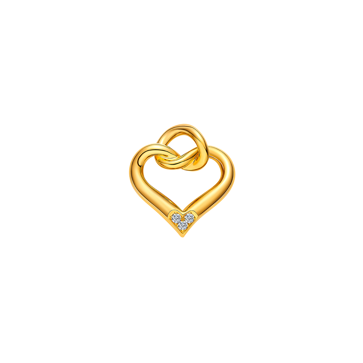 六福珠寶黃金吊墜 - "知心"990黃金鑽石吊墜