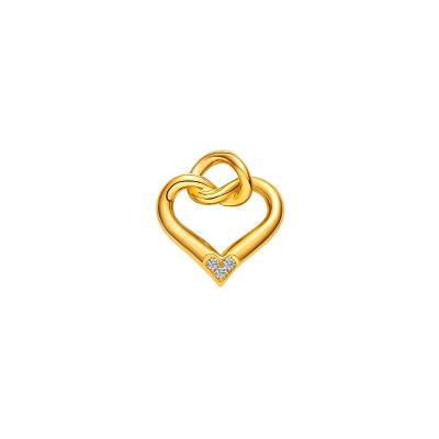 六福珠寶黃金吊墜 - "知心"990黃金鑽石吊墜