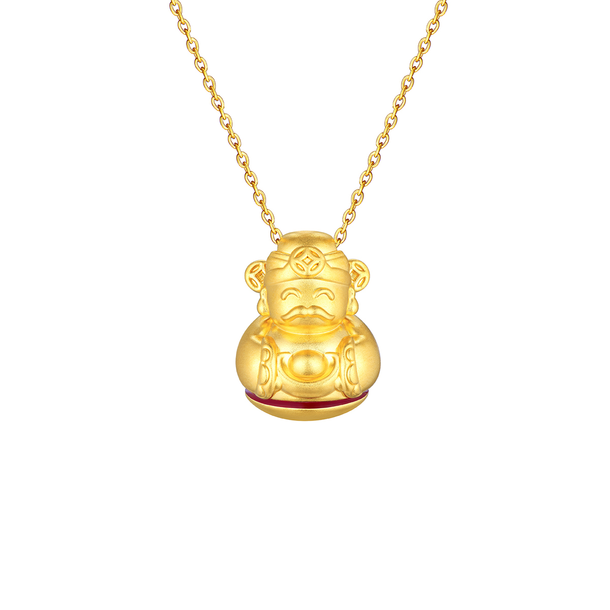 六福珠寶黃金吊墜 - "不倒一族"抱金財神999足金吊墜
