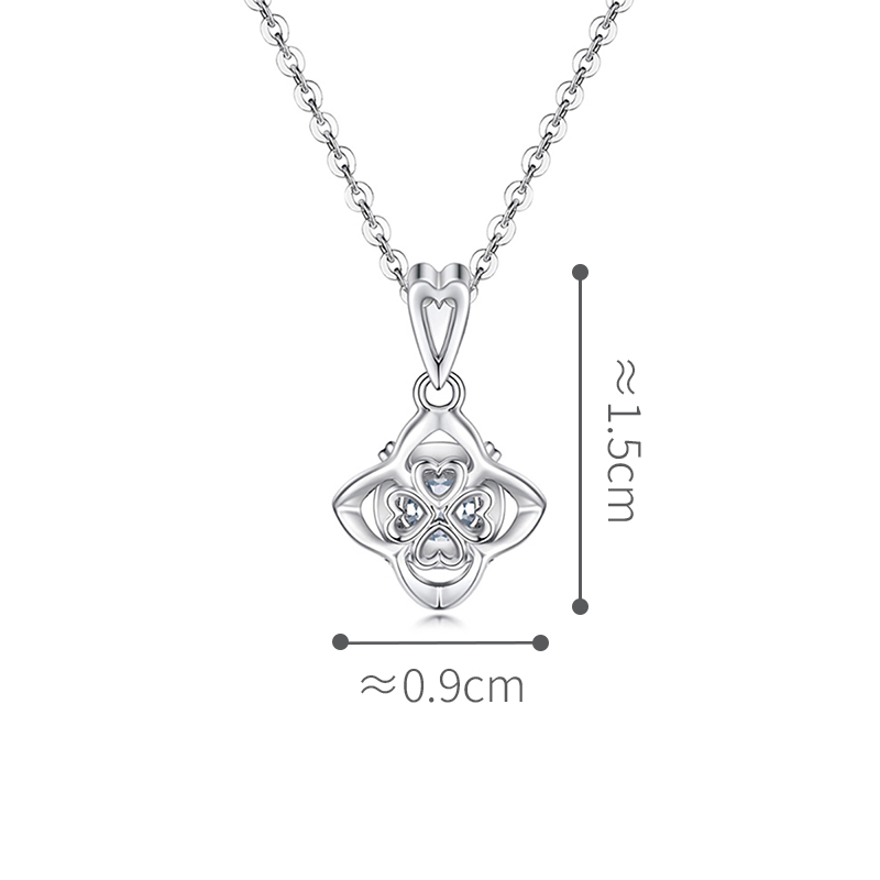 六福珠寶18K金吊墜 - "愛的花蕾"18K金(白色)鑽石吊墜(放閃車花工藝)