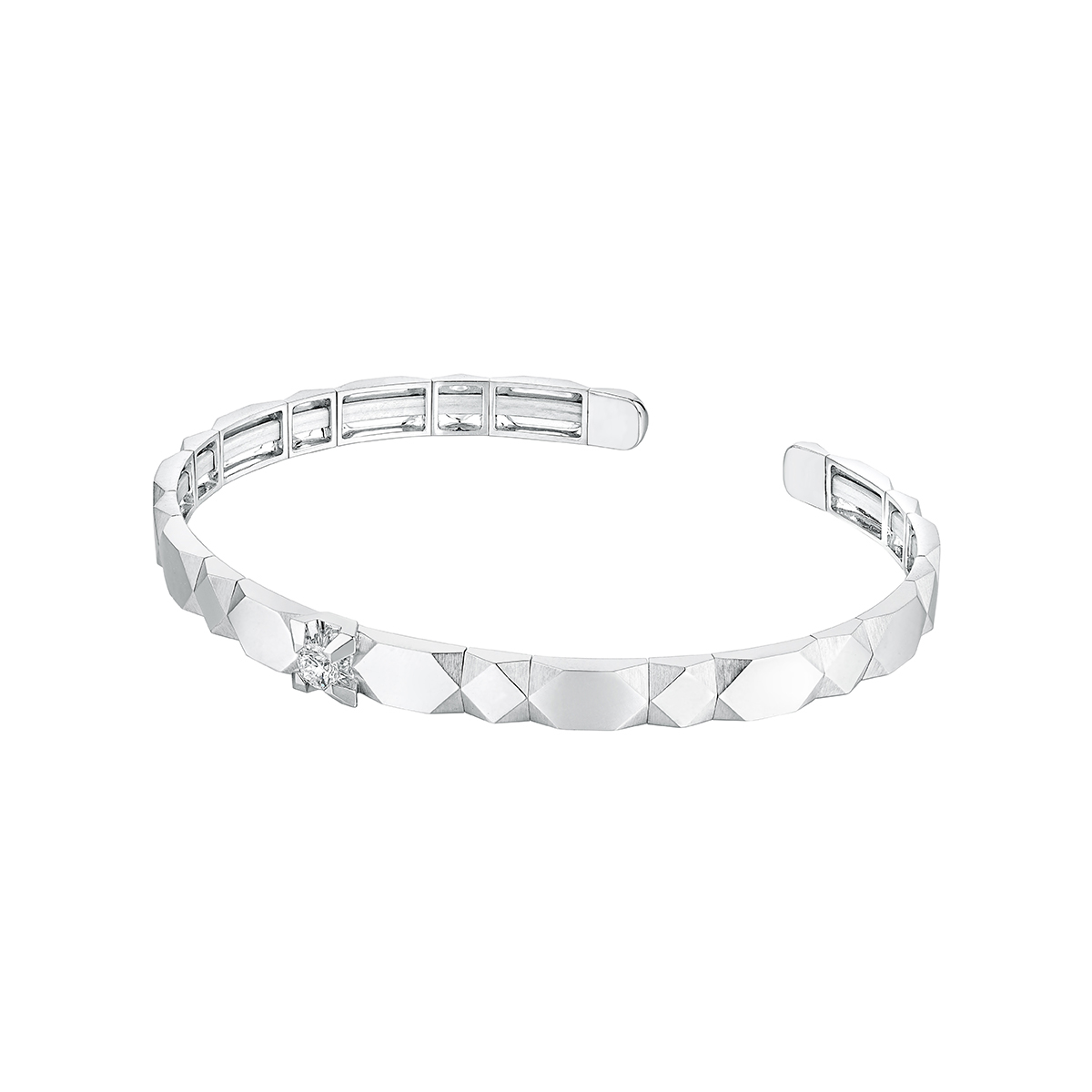 六福珠寶18K金手鐲 - “璀璨軌跡”18K金(白色)鑽石手鐲