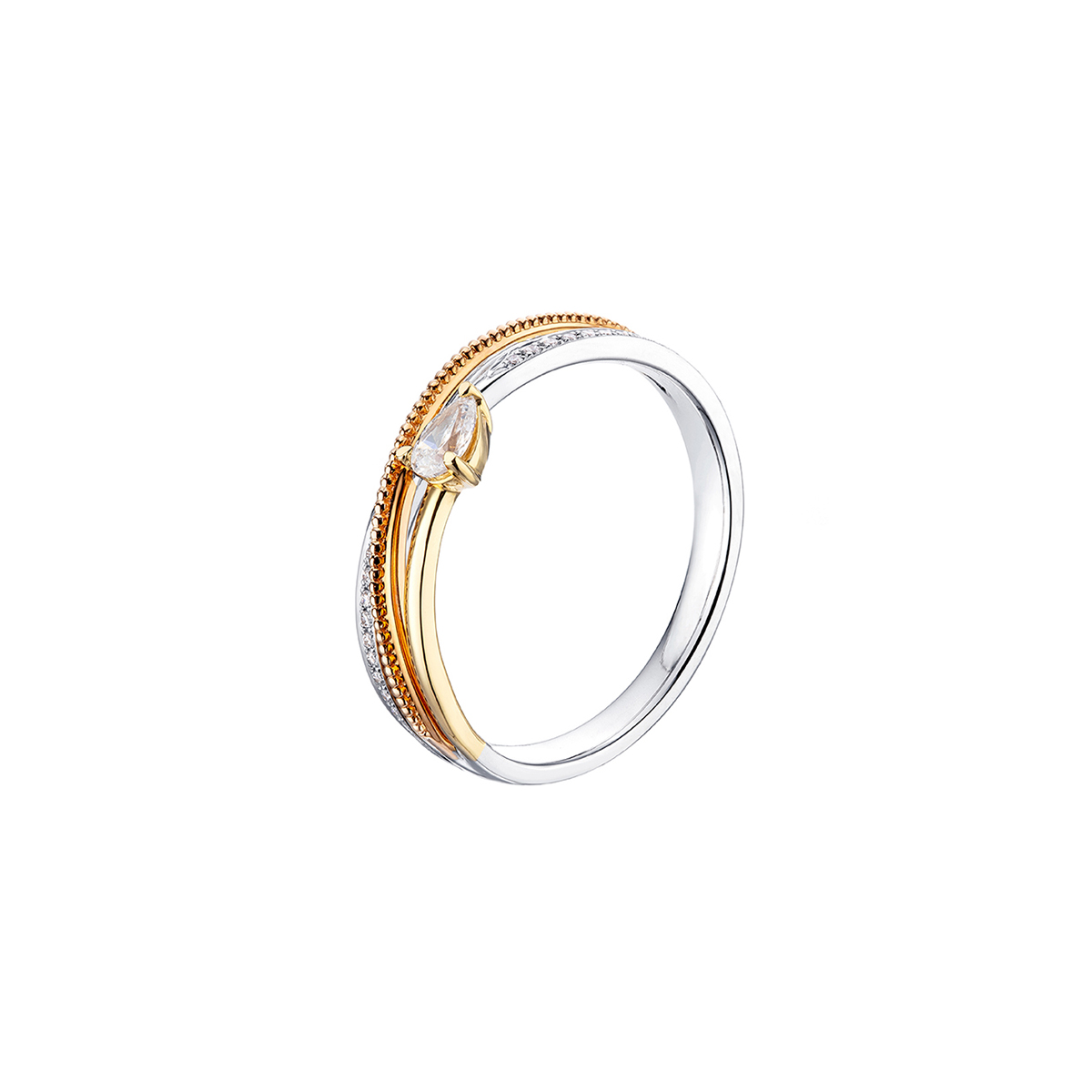 六福珠寶18K金戒指 - "典雅蝴蝶結"18K金鑽石戒指–多色選擇