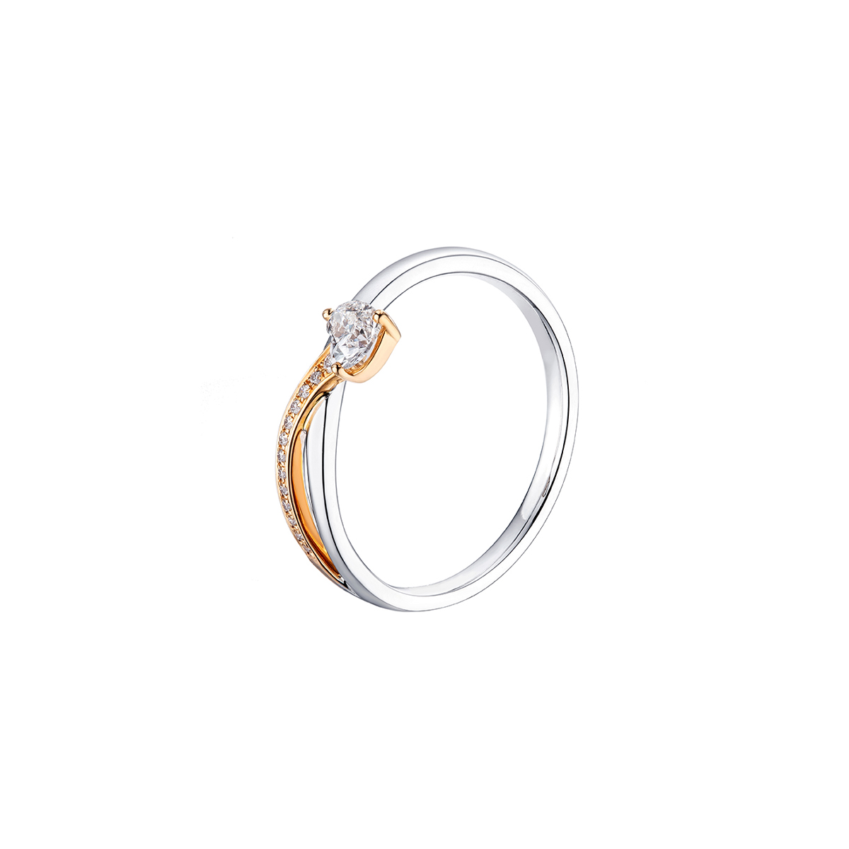 六福珠寶18K金戒指 - "柔美絲帶"18K金鑽石戒指–多色選擇