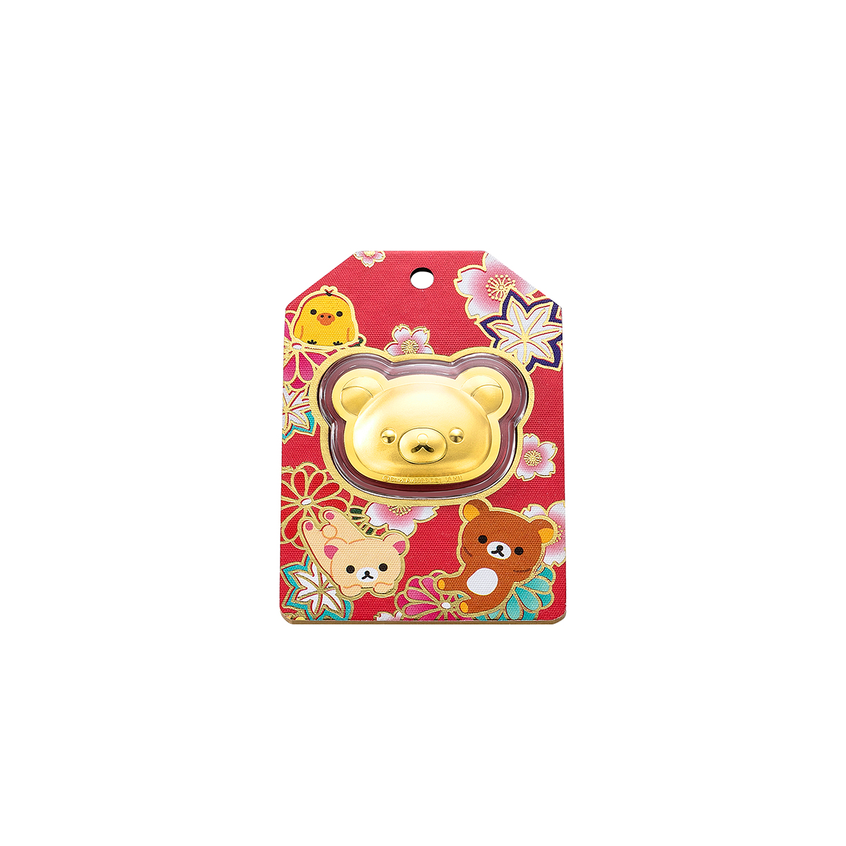 六福珠寶黃金工藝品 - "輕鬆小熊頭像"999.9黃金掛飾工藝品