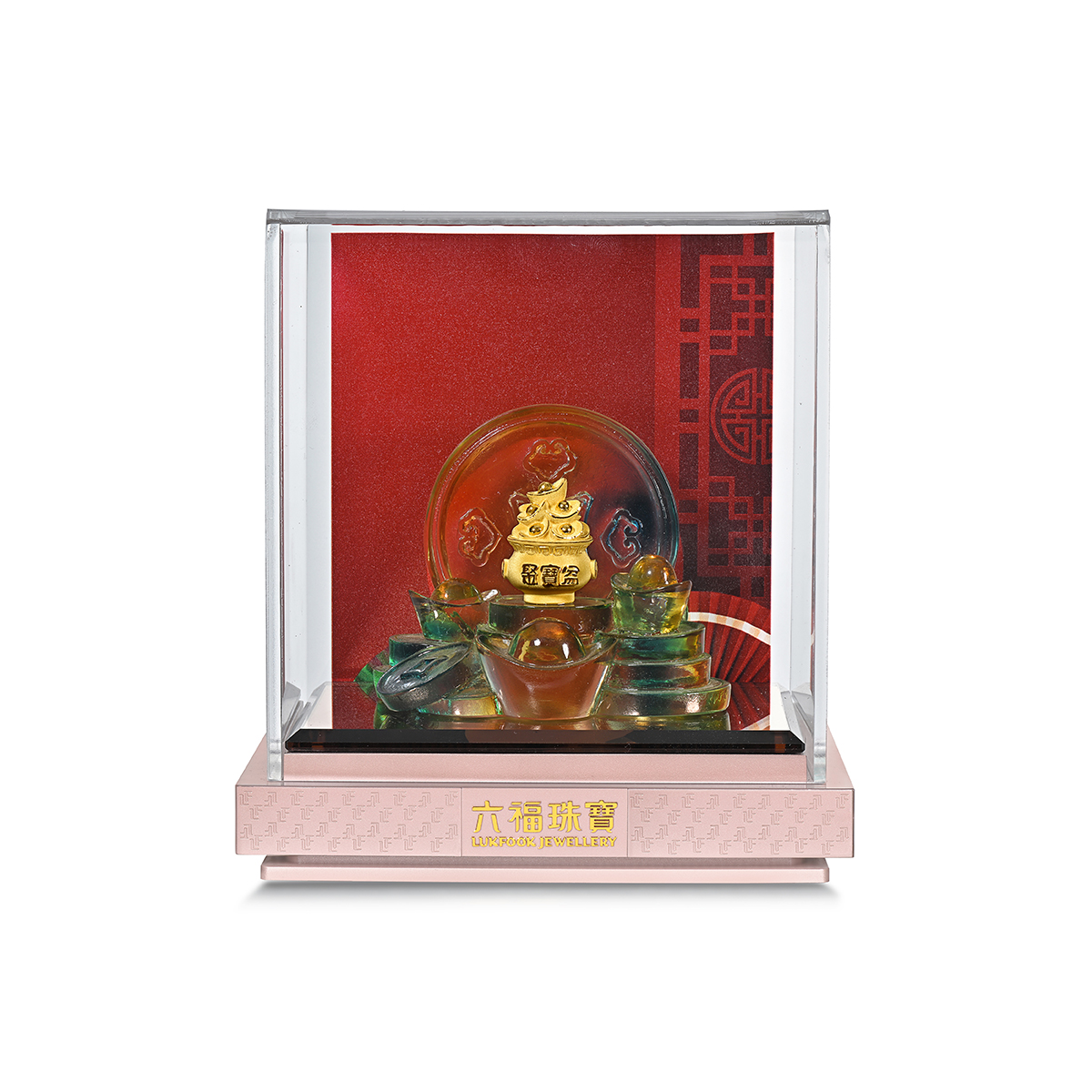 六福珠寶黃金擺件 - “聚財寶盆”999足金擺件