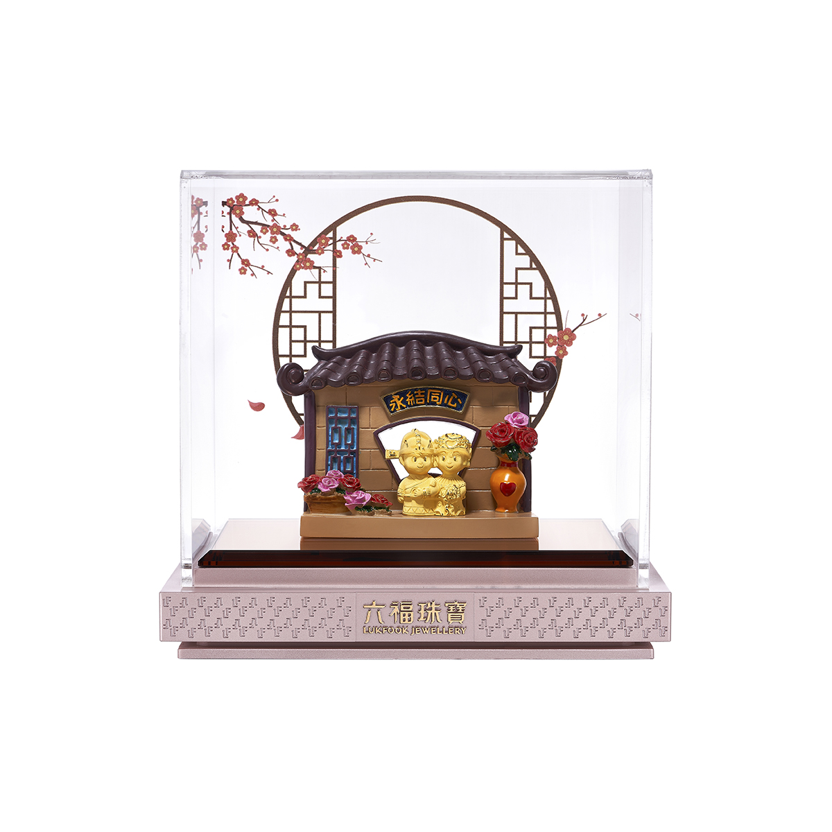六福珠寶黃金擺件 - “花球情人”999足金擺件